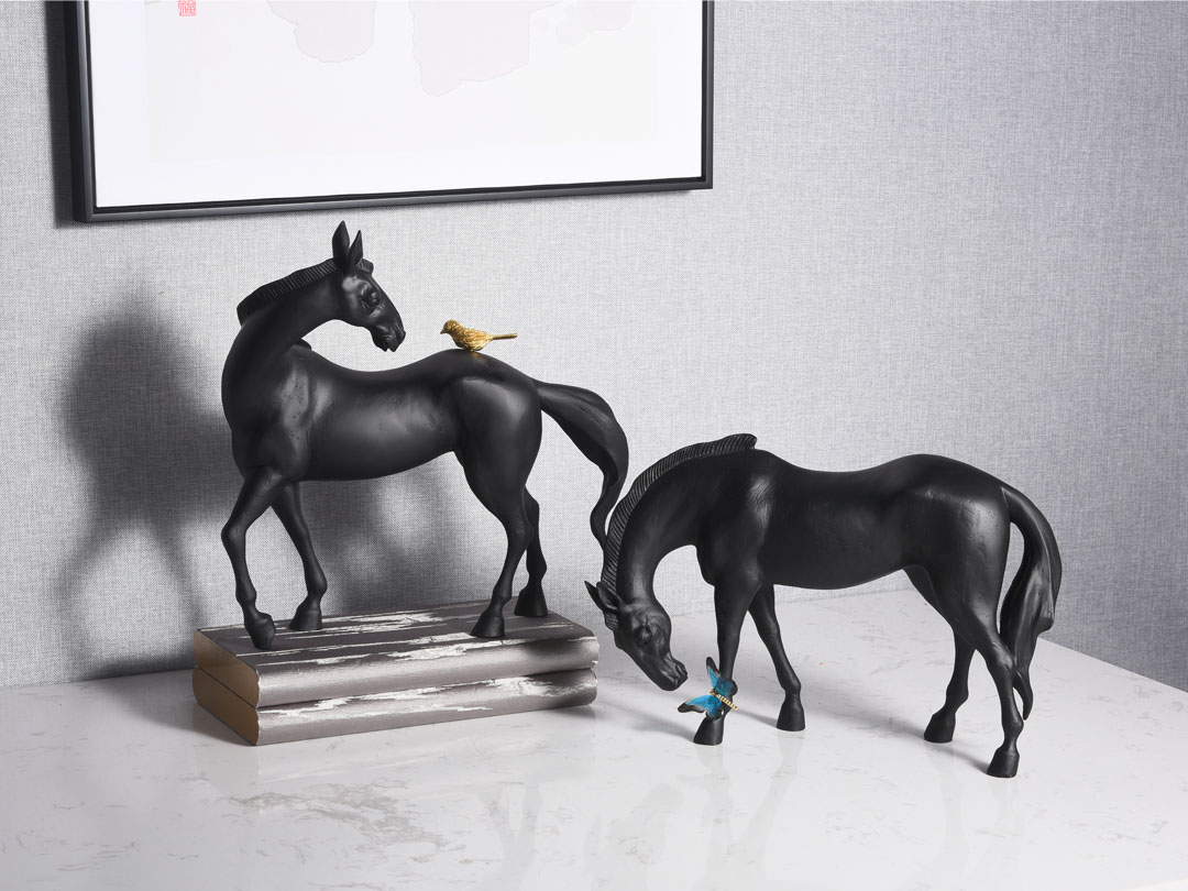 Cheval Bureau Résine Décor Sculpture