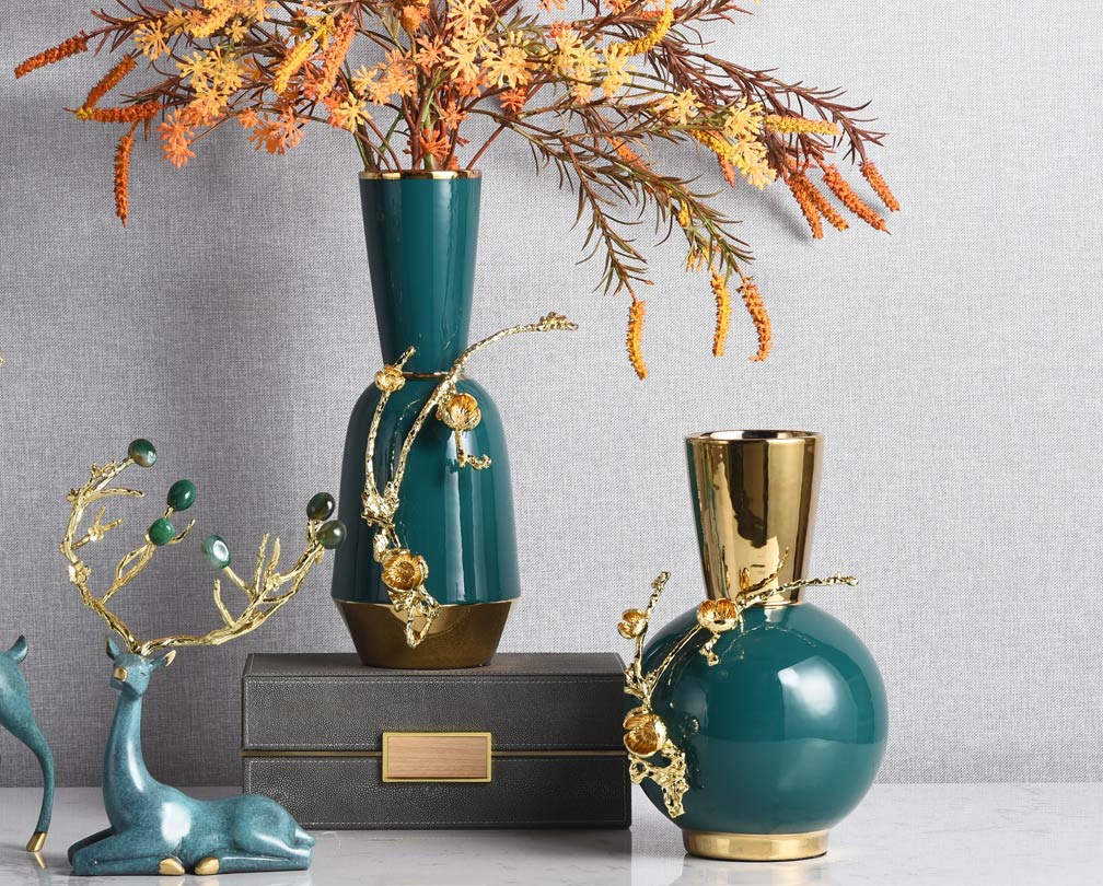 Nouveau vase d'arrangement de fleurs en céramique de style chinois de luxe léger,