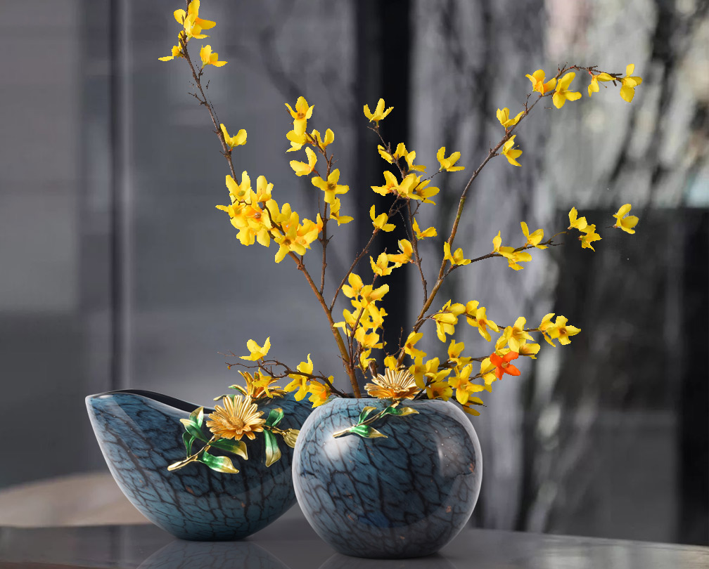 Nouveau Vase à fleurs de couleur émail de style chinois, ornement pour salon