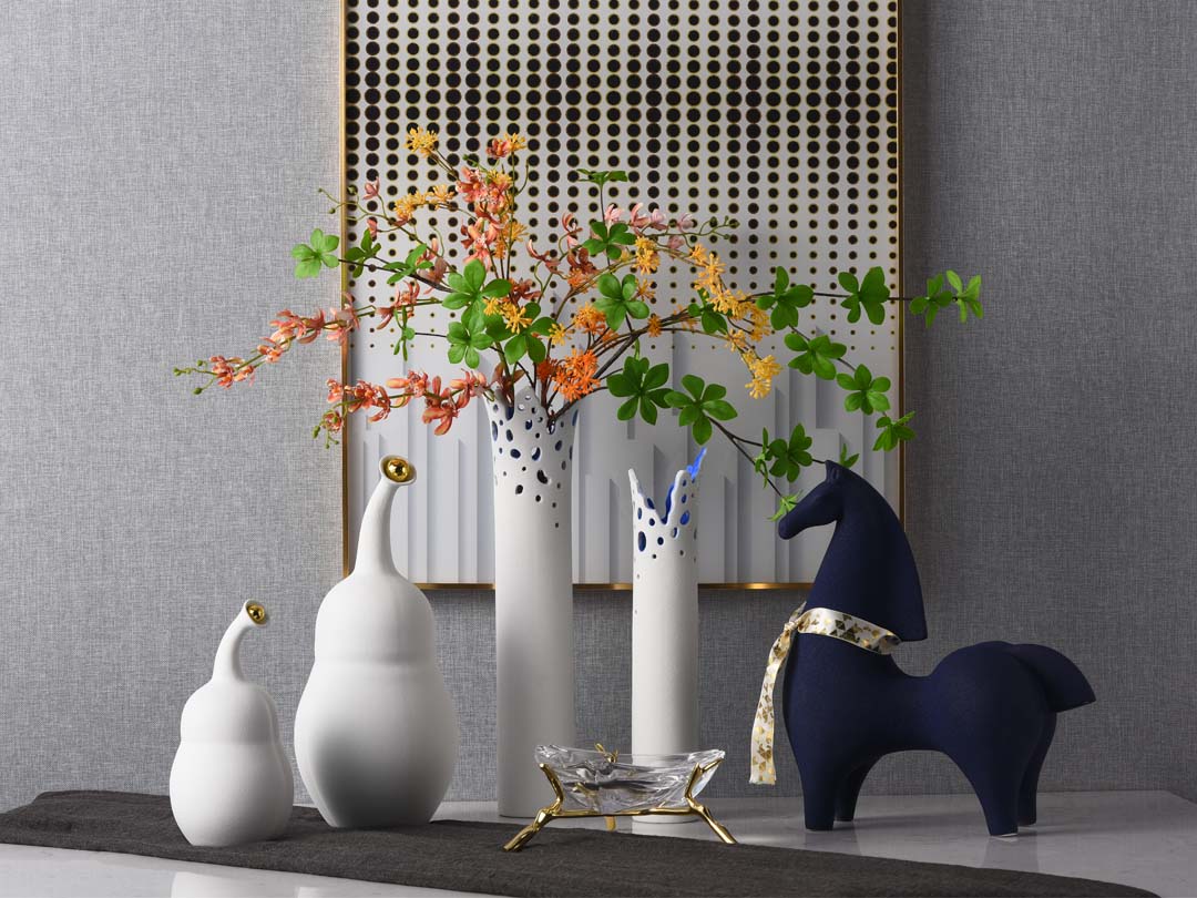 Décor de vases en céramique blanche moderne à colonnes hautes